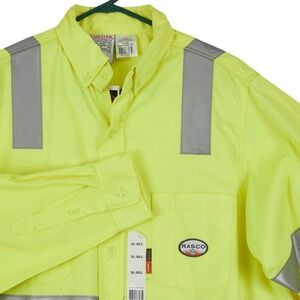 RASCO FR Flame Resistant Mens Large Hi Vis Reflective Yellow Long Sleeve
